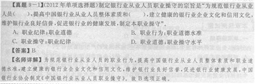 2014年銀行從業(yè)《公共基礎(chǔ)》重點:銀行業(yè)從業(yè)人員職業(yè)操守